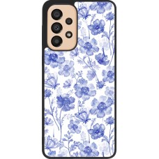 Samsung Galaxy A33 5G Case Hülle - Silikon schwarz Spring 23 watercolor blue flowers