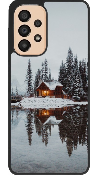 Samsung Galaxy A33 5G Case Hülle - Silikon schwarz Winter 25 Winter house forest afternoon