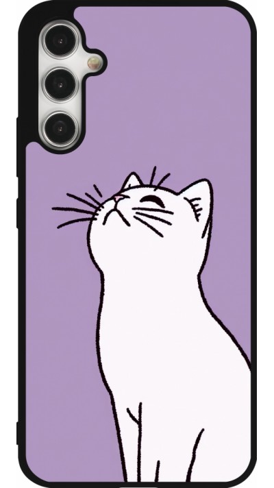 Samsung Galaxy A34 5G Case Hülle - Silikon schwarz Chat auf lila Hintergrund