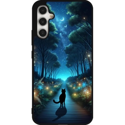 Samsung Galaxy A34 5G Case Hülle - Silikon schwarz Schwarze Katze Spaziergang