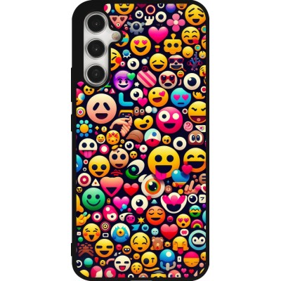 Samsung Galaxy A34 5G Case Hülle - Silikon schwarz Emoji Mix Farbe