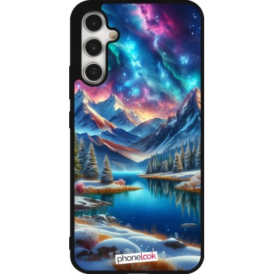 Samsung Galaxy A34 5G Case Hülle - Silikon schwarz Fantasiebergsee Himmel Sterne
