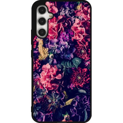 Samsung Galaxy A34 5G Case Hülle - Silikon schwarz Flowers Dark