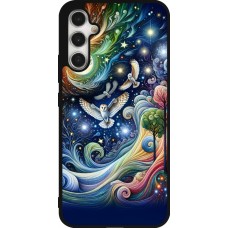 Samsung Galaxy A34 5G Case Hülle - Silikon schwarz Fliegender Blumen-Eule