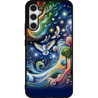 Samsung Galaxy A34 5G Case Hülle - Silikon schwarz Fliegender Blumen-Eule