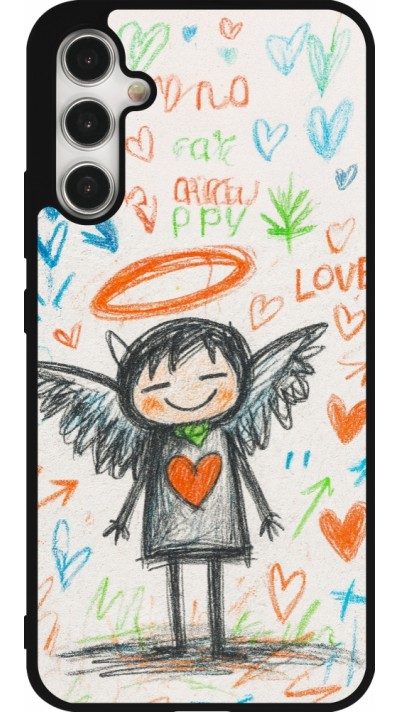 Samsung Galaxy A34 5G Case Hülle - Silikon schwarz Little Angel Sketch Love