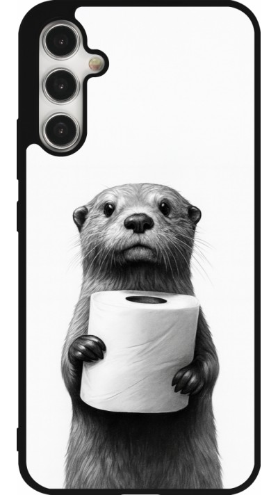 Samsung Galaxy A34 5G Case Hülle - Silikon schwarz Otter Toilettenpapier