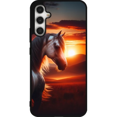 Samsung Galaxy A34 5G Case Hülle - Silikon schwarz Majestätischer Sonnenuntergang Pferd