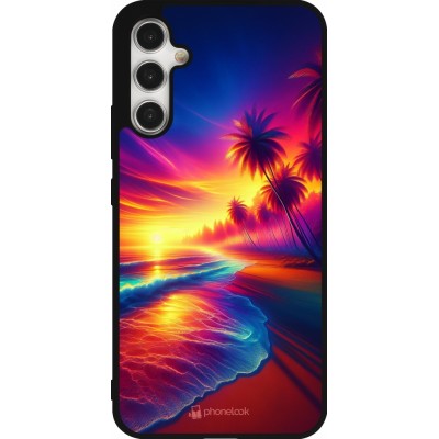 Samsung Galaxy A34 5G Case Hülle - Silikon schwarz Strand Sonnenuntergang auffällig