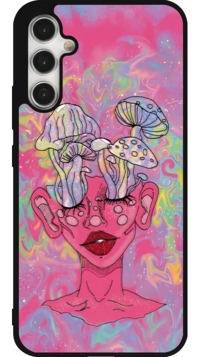 Samsung Galaxy A34 5G Case Hülle - Silikon schwarz Psychedelic pink mushroom