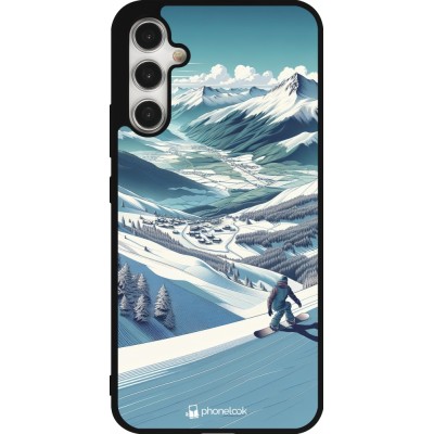 Samsung Galaxy A34 5G Case Hülle - Silikon schwarz Snowboarder Berg
