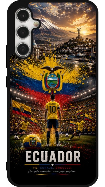 Coque Samsung Galaxy A34 5G - Silicone rigide noir Football Équateur splash 2026