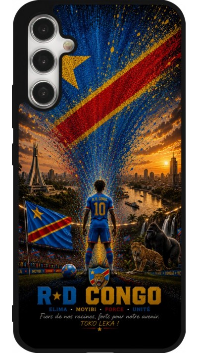 Coque Samsung Galaxy A34 5G - Silicone rigide noir Football République démocratique du Congo splash 2026