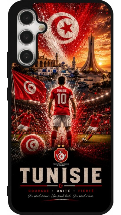 Coque Samsung Galaxy A34 5G - Silicone rigide noir Football Tunisie splash 2026