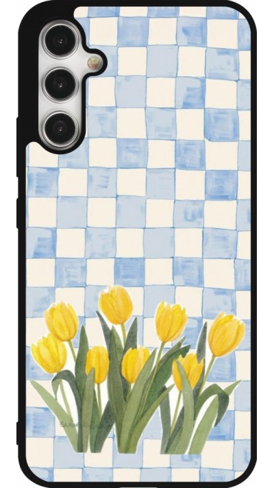 Coque Samsung Galaxy A34 5G - Silicone rigide noir Blue vichy tulips Spring 2026