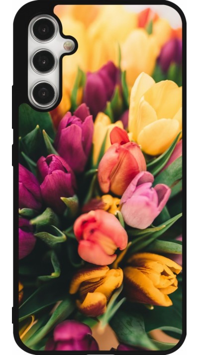 Coque Samsung Galaxy A34 5G - Silicone rigide noir Bouquet of tulips Spring 2026
