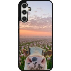 Samsung Galaxy A34 5G Case Hülle - Silikon schwarz Cow with tulips Spring 2026