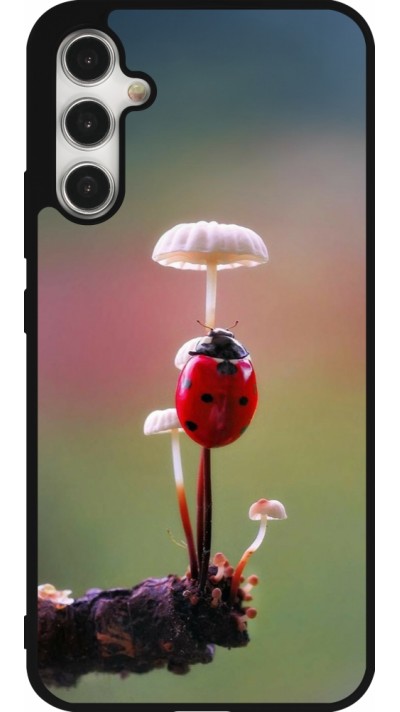 Coque Samsung Galaxy A34 5G - Silicone rigide noir Ladybird on a mushroom Spring 2026