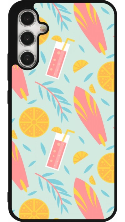 Samsung Galaxy A34 5G Case Hülle - Silikon schwarz Summer 2025 Pattern citron