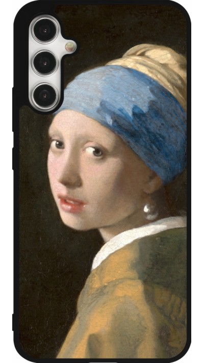 Samsung Galaxy A34 5G Case Hülle - Silikon schwarz Kunstbild - Das Mädchen mit dem Perlenohrring - Jan Vermeer