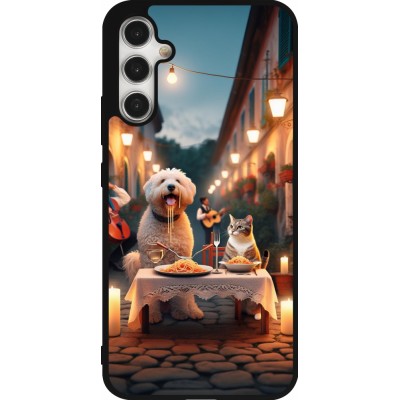 Samsung Galaxy A34 5G Case Hülle - Silikon schwarz Valentin 2024 Hund & Katze Kerzenlicht