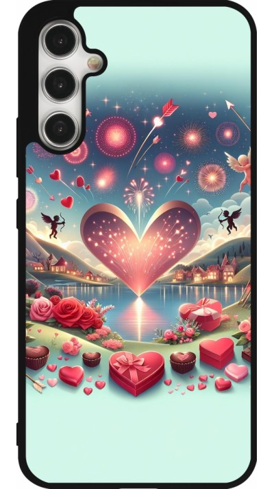Coque Samsung Galaxy A34 5G - Silicone rigide noir Valentine 2025 Chic