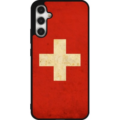 Samsung Galaxy A34 5G Case Hülle - Silikon schwarz Vintage Flag SWISS