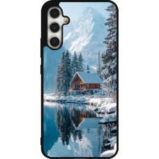 Samsung Galaxy A34 5G Case Hülle - Silikon schwarz Winter 25 Winter house forest day