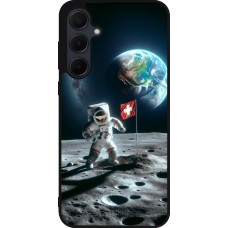 Samsung Galaxy A35 5G Case Hülle - Silikon schwarz Astro Schweiz auf dem Mond