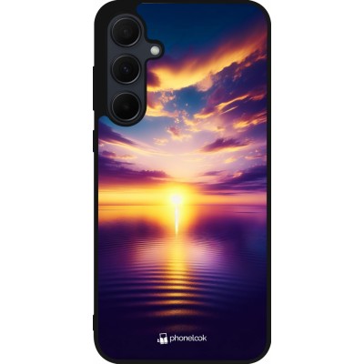 Samsung Galaxy A35 5G Case Hülle - Silikon schwarz Sonnenuntergang gelb violett