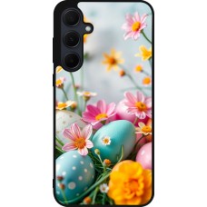 Samsung Galaxy A35 5G Case Hülle - Silikon schwarz Easter 2026 Eggs with flowers