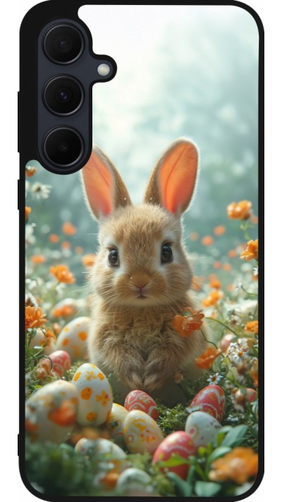 Samsung Galaxy A35 5G Case Hülle - Silikon schwarz Easter 2026 Rabbit in the garden