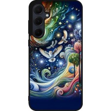 Samsung Galaxy A35 5G Case Hülle - Silikon schwarz Fliegender Blumen-Eule