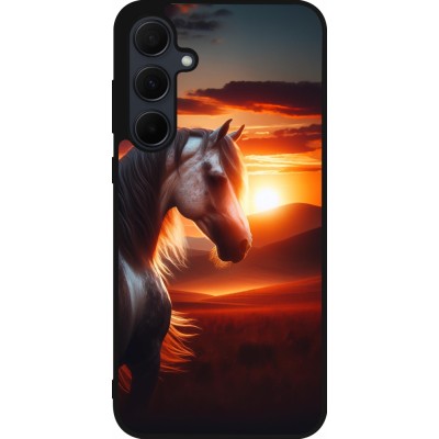 Samsung Galaxy A35 5G Case Hülle - Silikon schwarz Majestätischer Sonnenuntergang Pferd