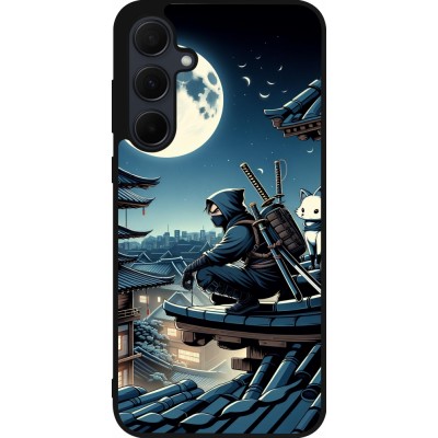 Samsung Galaxy A35 5G Case Hülle - Silikon schwarz Ninja unter dem Mond