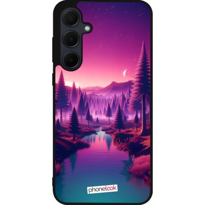 Samsung Galaxy A35 5G Case Hülle - Silikon schwarz Lila-rosa Landschaft