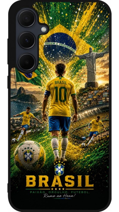 Samsung Galaxy A35 5G Case Hülle - Silikon schwarz Fussball Brasilien splash 2026