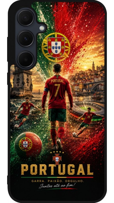 Samsung Galaxy A35 5G Case Hülle - Silikon schwarz Fussball Portugal splash 2026