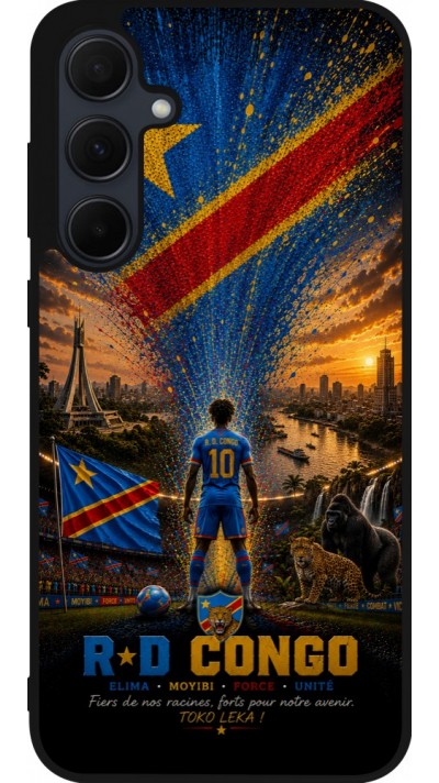 Samsung Galaxy A35 5G Case Hülle - Silikon schwarz Fussball Demokratische Republik Kongo splash 2026