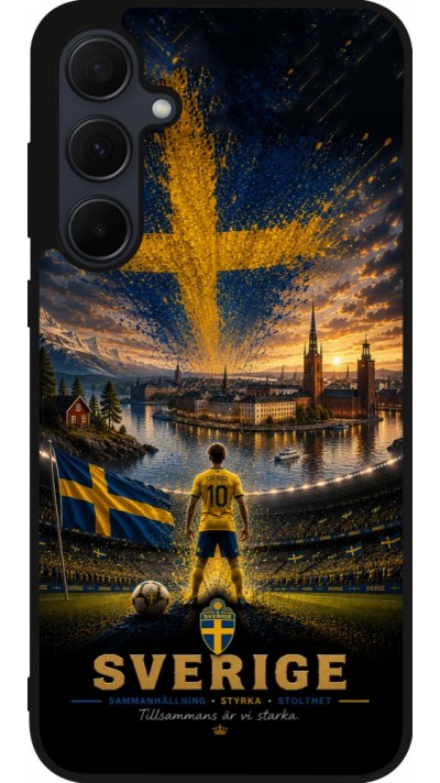 Samsung Galaxy A35 5G Case Hülle - Silikon schwarz Fussball Schweden splash 2026