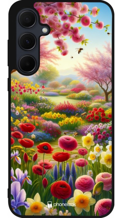 Samsung Galaxy A35 5G Case Hülle - Silikon schwarz Frühling 25 Strauß Frühling