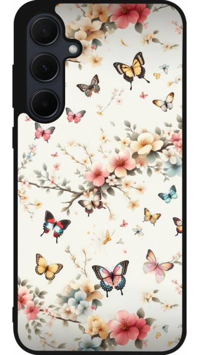 Samsung Galaxy A35 5G Case Hülle - Silikon schwarz Frühling 25 Leichte Schmetterlinge