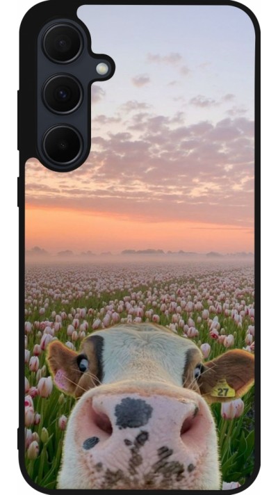 Samsung Galaxy A35 5G Case Hülle - Silikon schwarz Cow with tulips 2026