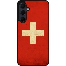 Samsung Galaxy A35 5G Case Hülle - Silikon schwarz Vintage Flag SWISS