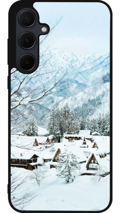 Samsung Galaxy A35 5G Case Hülle - Silikon schwarz Winter 25 Winter snowy landscape