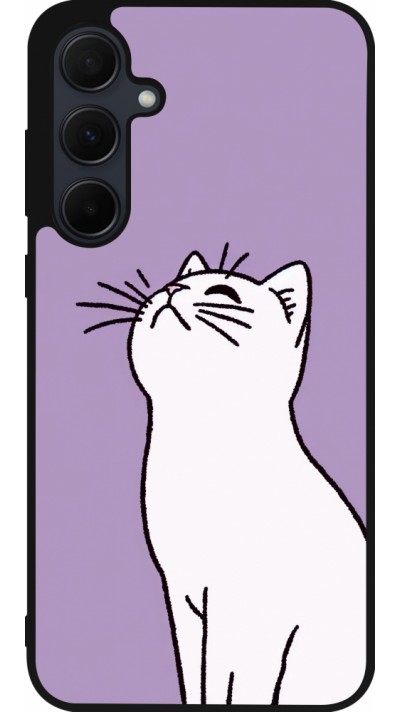 Samsung Galaxy A36 Case Hülle - Silikon schwarz Chat auf lila Hintergrund