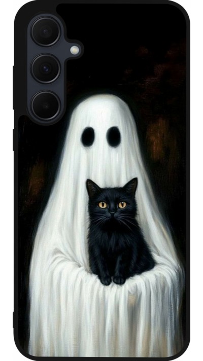 Samsung Galaxy A36 Case Hülle - Silikon schwarz Halloween 2025 Ghost with black cat
