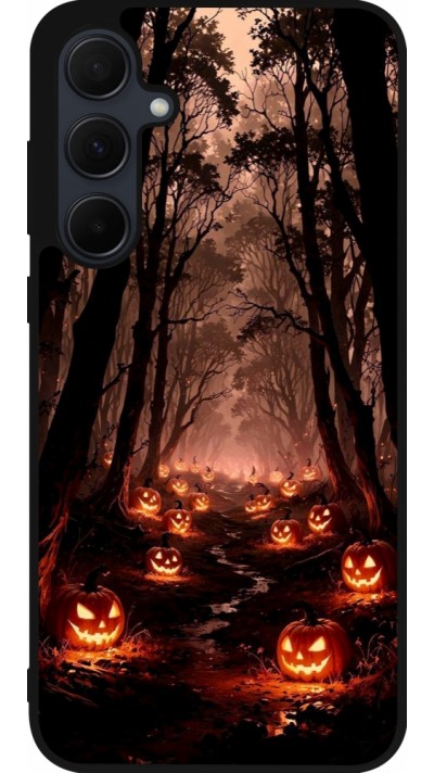 Samsung Galaxy A36 Case Hülle - Silikon schwarz Halloween 2025 Road of Terrifying Pumpkins