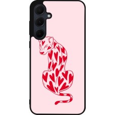 Samsung Galaxy A36 Case Hülle - Silikon schwarz Leopard with hearts 2026
