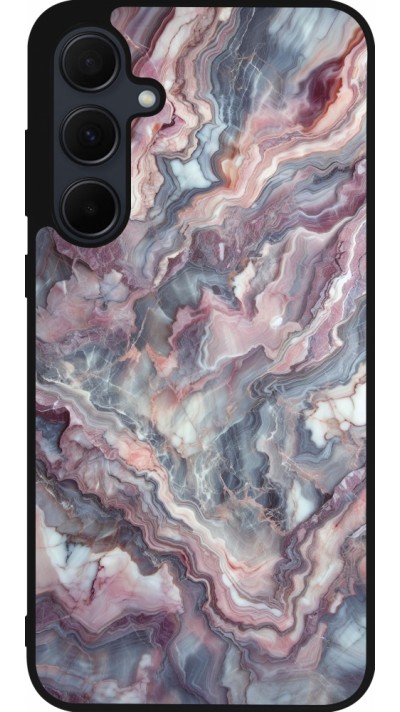 Samsung Galaxy A36 Case Hülle - Silikon schwarz Violetter silberner Marmor